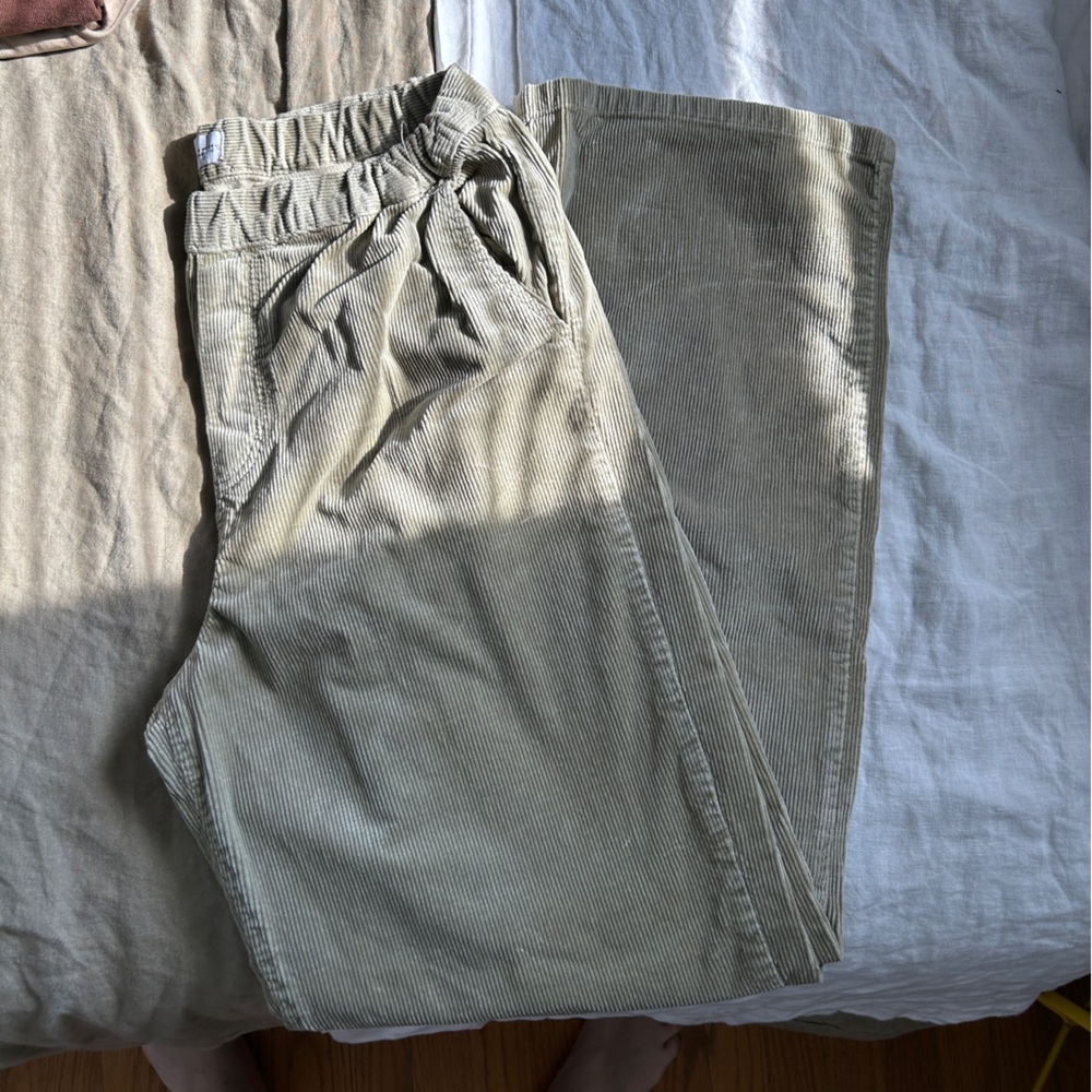 Zara Tan Corduroy Pants Stretchy Waistband